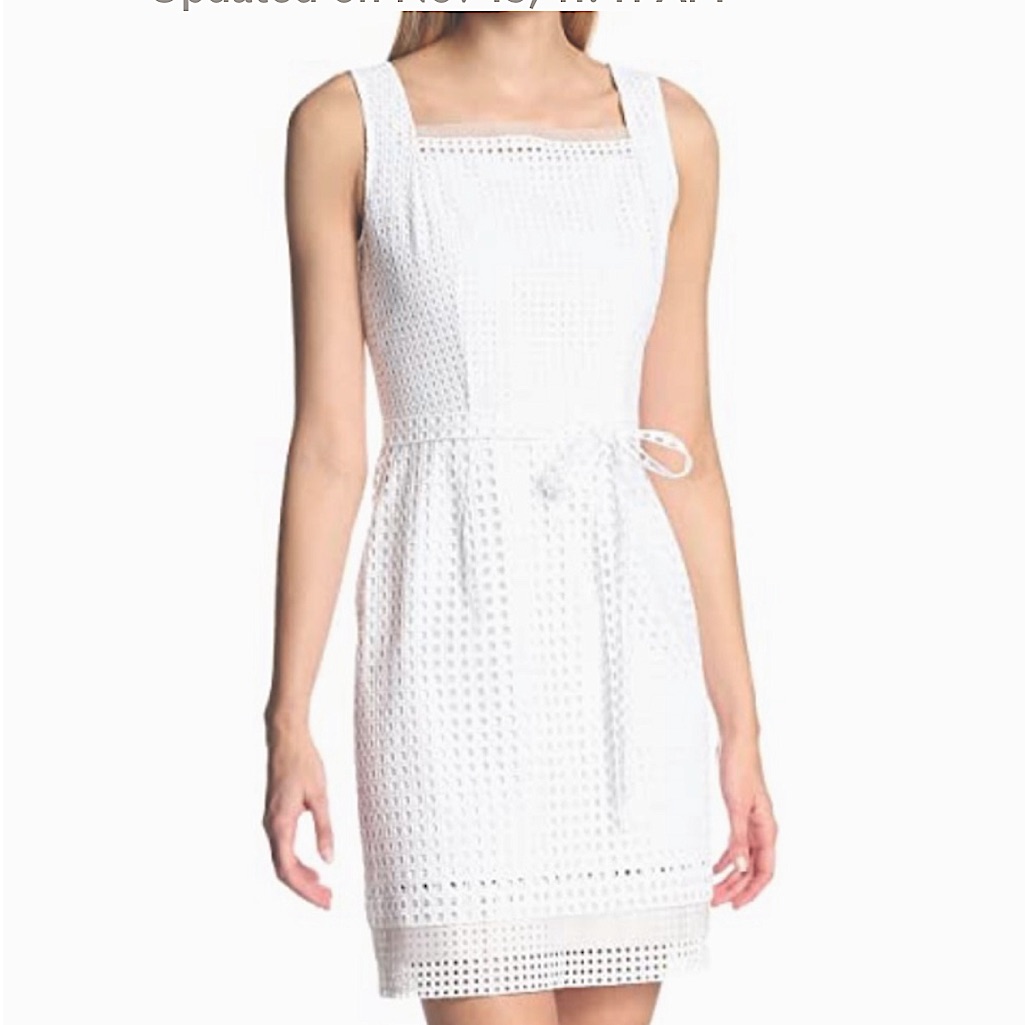 Elie Tahari White Erin Sleeveless Eyelet Sheath Dress 4